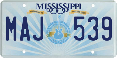 MS license plate MAJ539