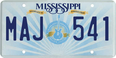 MS license plate MAJ541