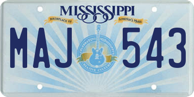 MS license plate MAJ543
