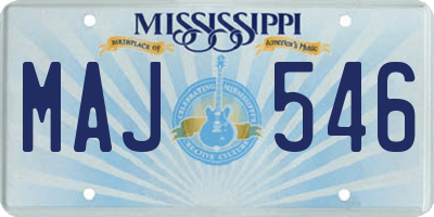 MS license plate MAJ546