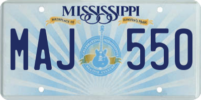 MS license plate MAJ550