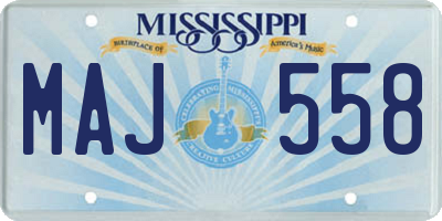 MS license plate MAJ558