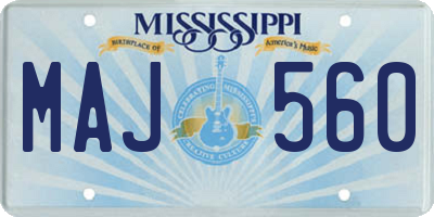 MS license plate MAJ560