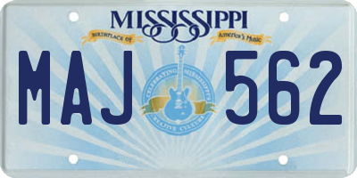 MS license plate MAJ562
