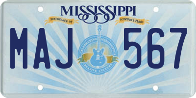MS license plate MAJ567