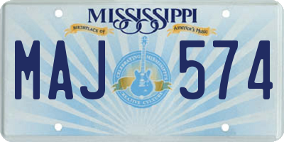 MS license plate MAJ574