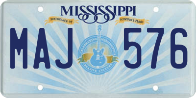 MS license plate MAJ576