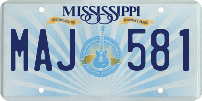 MS license plate MAJ581
