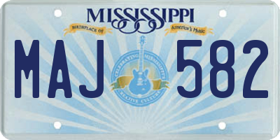 MS license plate MAJ582