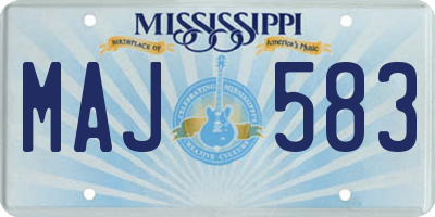 MS license plate MAJ583