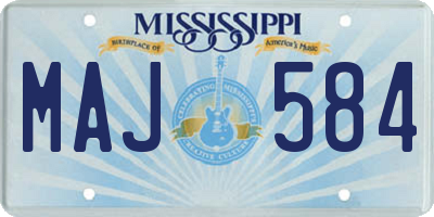 MS license plate MAJ584