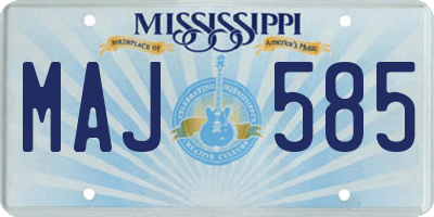 MS license plate MAJ585