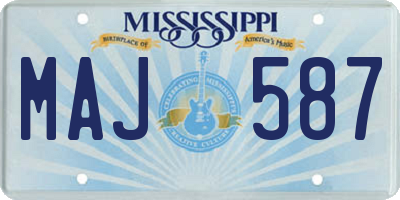 MS license plate MAJ587