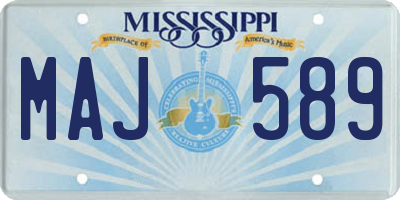 MS license plate MAJ589