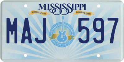MS license plate MAJ597