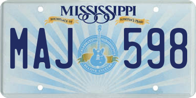 MS license plate MAJ598