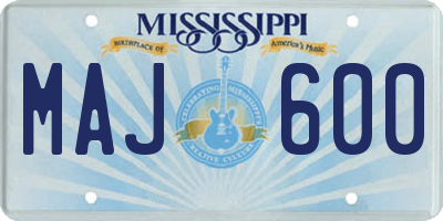 MS license plate MAJ600