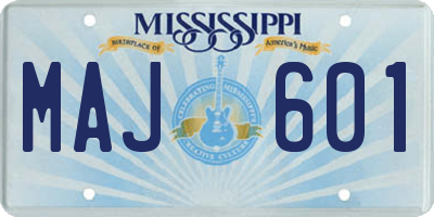 MS license plate MAJ601