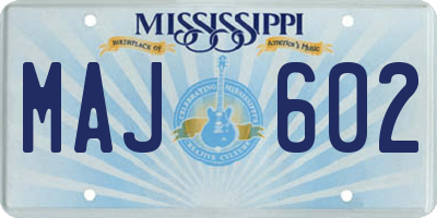 MS license plate MAJ602