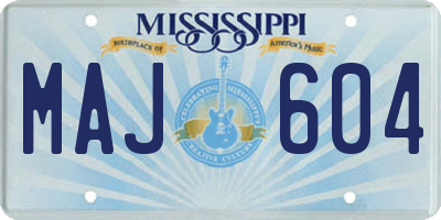 MS license plate MAJ604