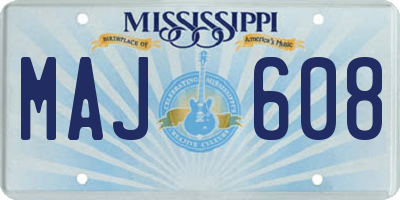 MS license plate MAJ608
