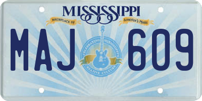 MS license plate MAJ609