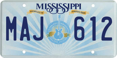 MS license plate MAJ612