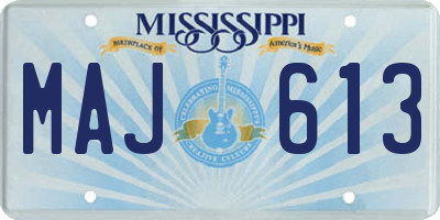 MS license plate MAJ613