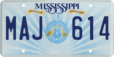 MS license plate MAJ614