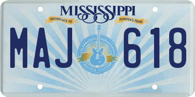 MS license plate MAJ618