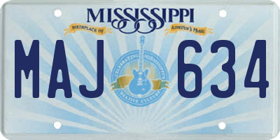 MS license plate MAJ634