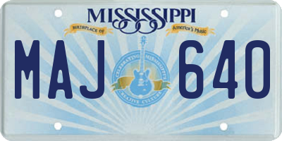 MS license plate MAJ640