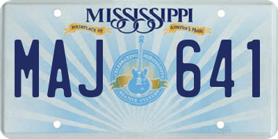 MS license plate MAJ641