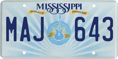MS license plate MAJ643