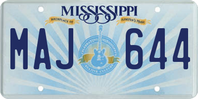 MS license plate MAJ644