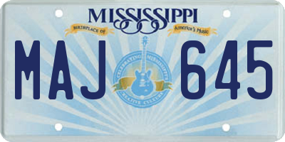 MS license plate MAJ645