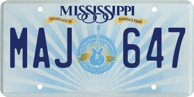 MS license plate MAJ647