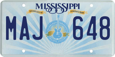 MS license plate MAJ648