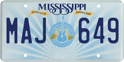 MS license plate MAJ649