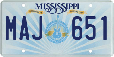 MS license plate MAJ651