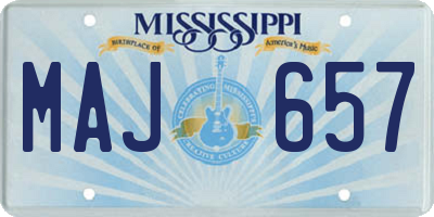 MS license plate MAJ657