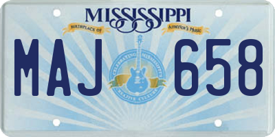 MS license plate MAJ658