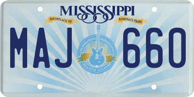 MS license plate MAJ660