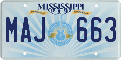 MS license plate MAJ663