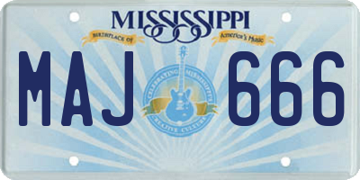 MS license plate MAJ666