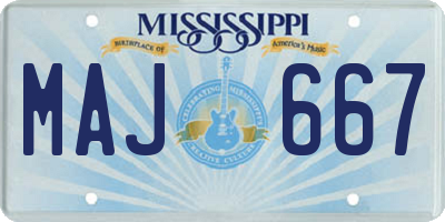 MS license plate MAJ667
