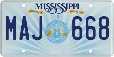 MS license plate MAJ668