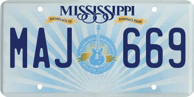 MS license plate MAJ669