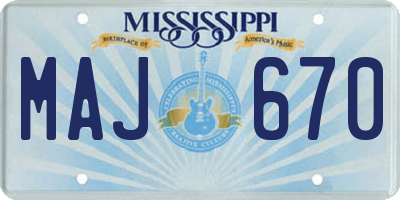 MS license plate MAJ670