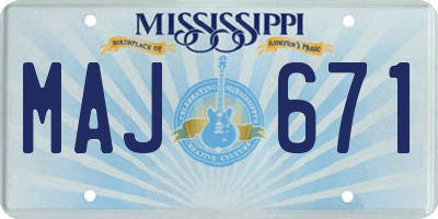 MS license plate MAJ671